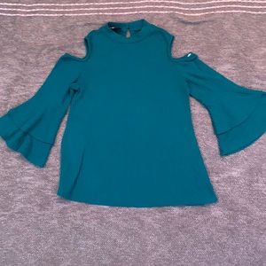 Amy Byer Cold Shoulder Top with Bell Sleeves